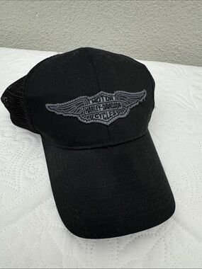Vintage Harley Davidson Hat Cap Black‎ Mesh Snapback Trucker One Size OS